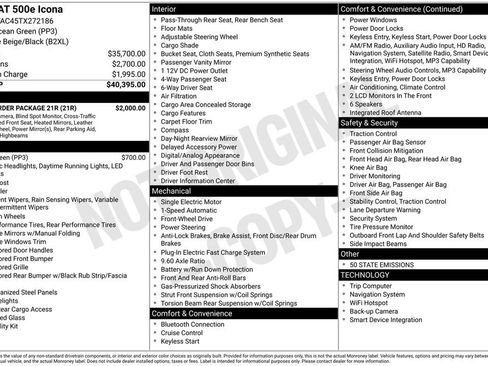 New 2026 FIAT 500 e Icona w/ Quick Order Package 21R FWD image 3