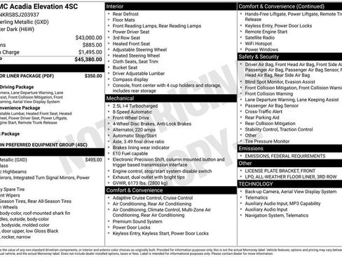 Certified 2025 GMC Acadia Elevation w/ LPO, Floor Liner Package image 4