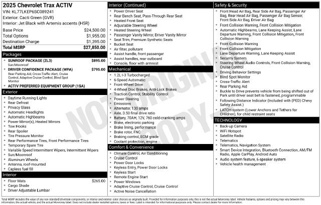 Used 2025 Chevrolet Trax ACTIV w/ Sunroof Package FWD image 6