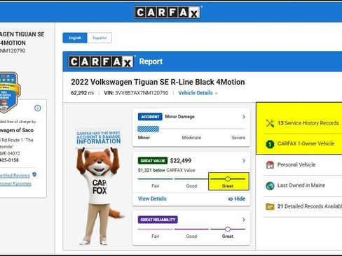 Used 2022 Volkswagen Tiguan SE R-Line AWD/4WD image 10
