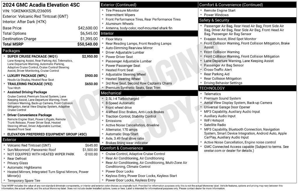 Used 2024 GMC Acadia Elevation w/ Super Cruise Package FWD image 5