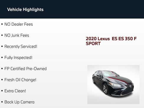 Used 2020 Lexus ES 350 F Sport w/ Accessory Package FWD image 62