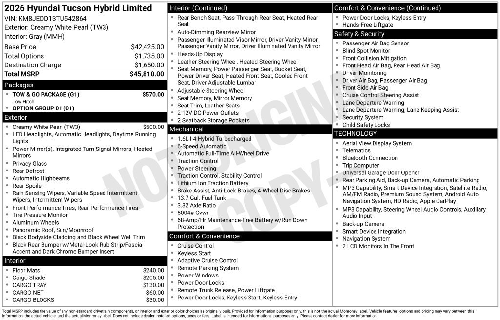 New 2026 Hyundai Tucson Limited w/ Tow & Go Package AWD/4WD image 8