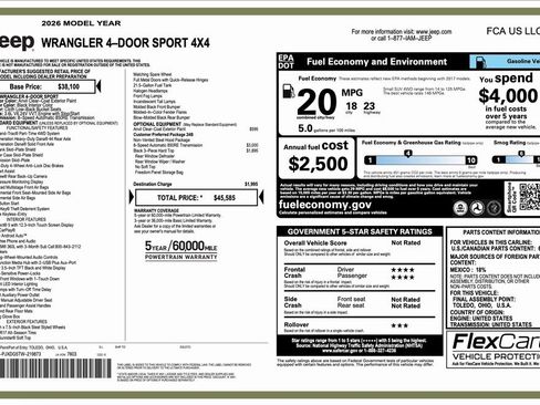 New 2026 Jeep Wrangler Sport image 2