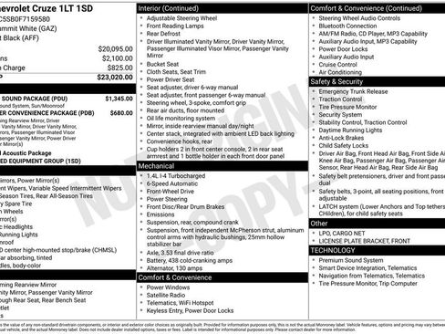 Used 2015 Chevrolet Cruze LT w/ Sun And Sound Package FWD image 37