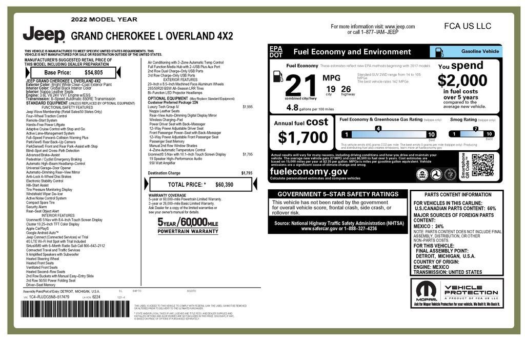 Used 2022 Jeep Grand Cherokee L Overland w/ Luxury Tech Group IV RWD image 5