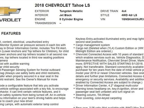Used 2018 Chevrolet Tahoe LS w/ All-Season Package AWD/4WD image 16