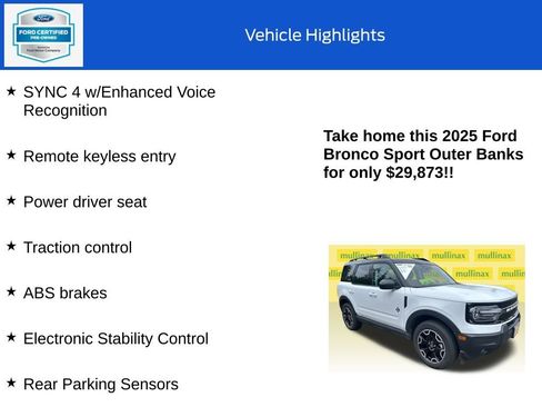 Certified 2025 Ford Bronco Sport Outer Banks AWD/4WD image 10