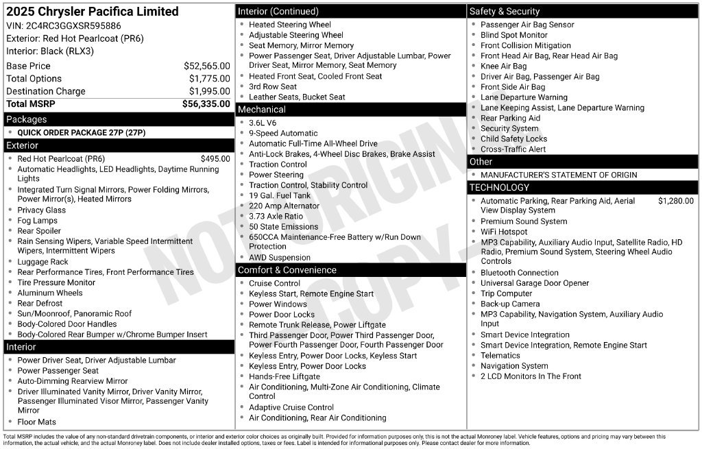 Used 2025 Chrysler Pacifica Limited AWD/4WD image 34