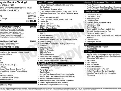 Used 2019 Chrysler Pacifica Touring-L w/ Advanced Safetytec Group FWD image 6