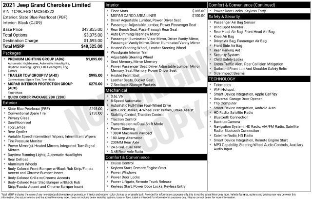 Used 2021 Jeep Grand Cherokee Limited w/ Premium Lighting Group AWD/4WD image 2