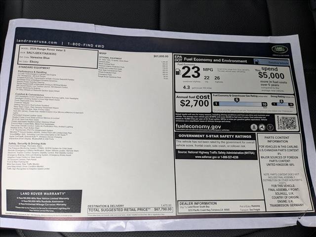 New 2026 Land Rover Range Rover Velar S AWD/4WD image 19