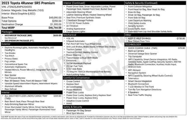 Certified 2023 Toyota 4Runner SR5 Premium w/ Moonroof Package AWD/4WD image 37