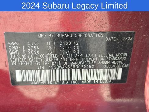 Used 2024 Subaru Legacy Limited AWD/4WD image 30