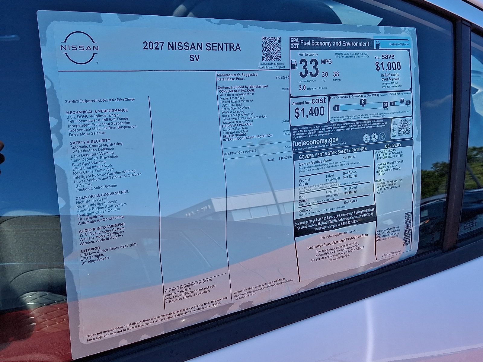 New 2027 Nissan Sentra SV w/ SV Convenience Package FWD image 6