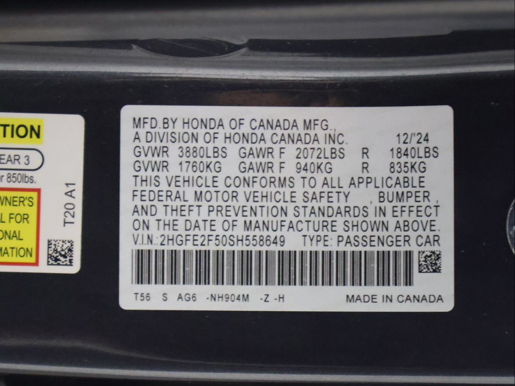 Certified 2025 Honda Civic Sport image 47