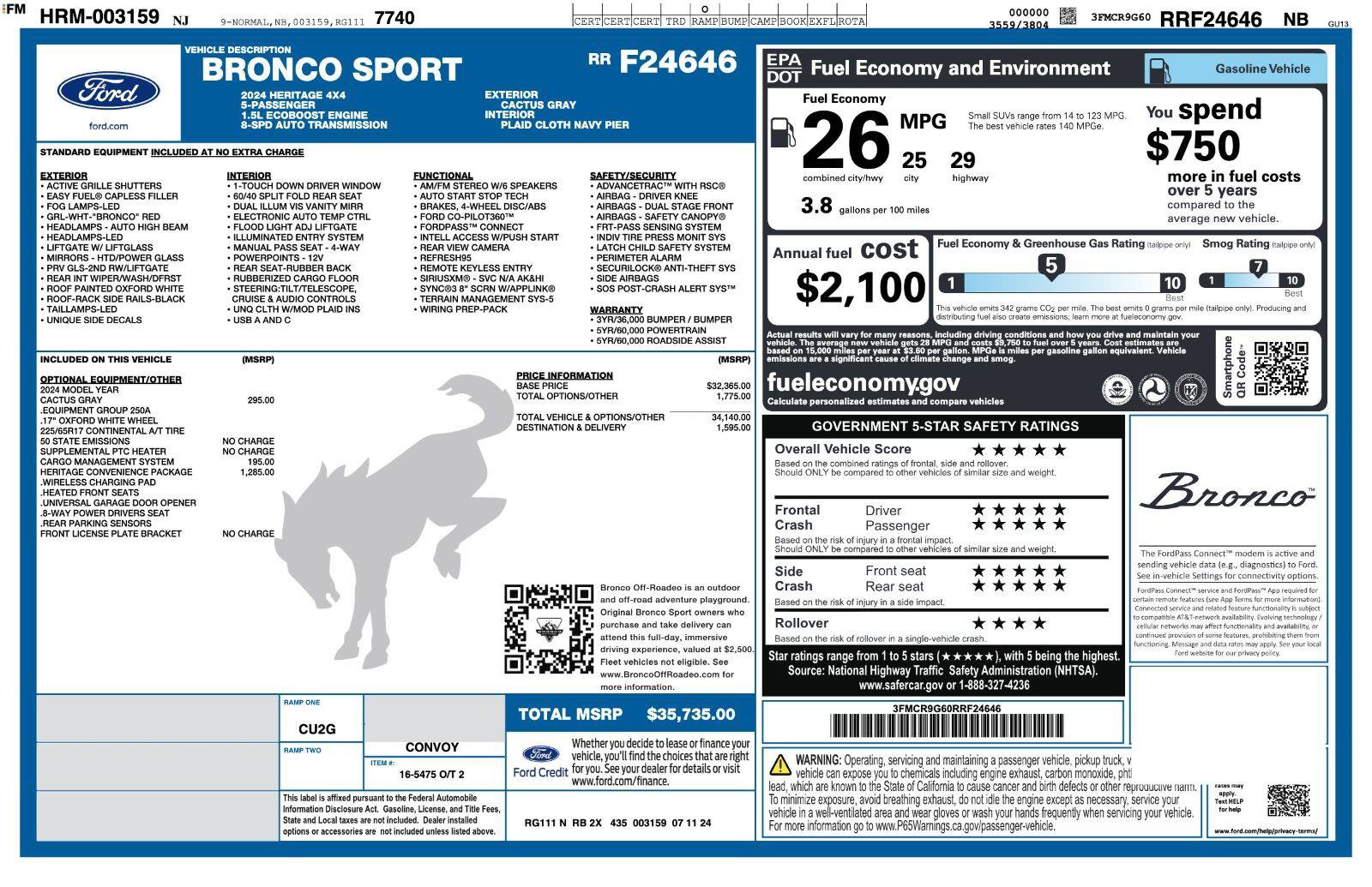 Certified 2024 Ford Bronco Sport Heritage w/ Heritage Convenience Package AWD/4WD image 3