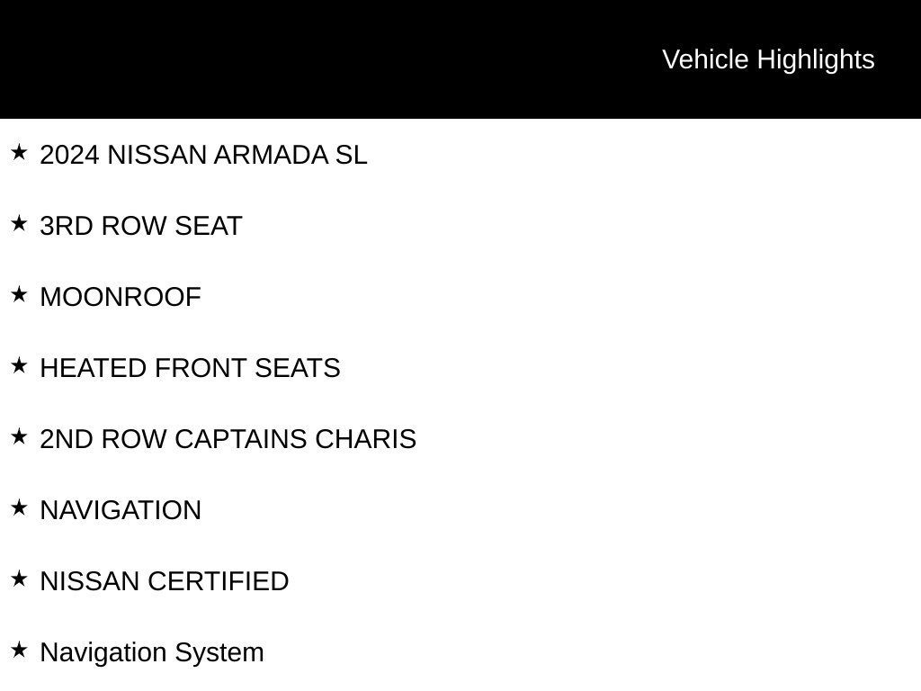 Certified 2024 Nissan Armada SL w/ Captain's Chairs Package AWD/4WD image 6