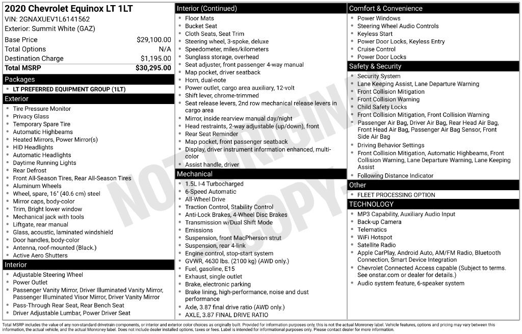 Used 2020 Chevrolet Equinox LT AWD/4WD image 2