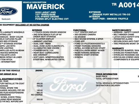 Used 2026 Ford Maverick Lariat w/ 4K Tow Package AWD/4WD image 2