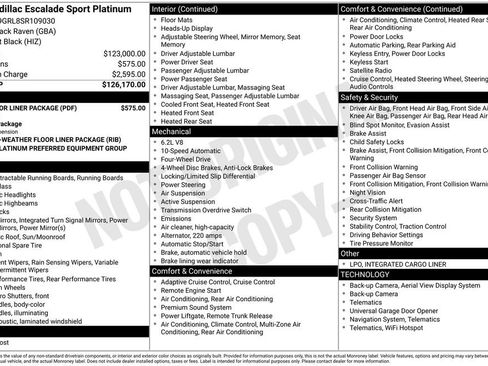 Certified 2025 Cadillac Escalade Sport Platinum w/ LPO, Floor Liner Package image 60