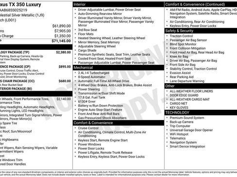 Used 2025 Lexus TX 350 AWD w/ Technology Package image 35