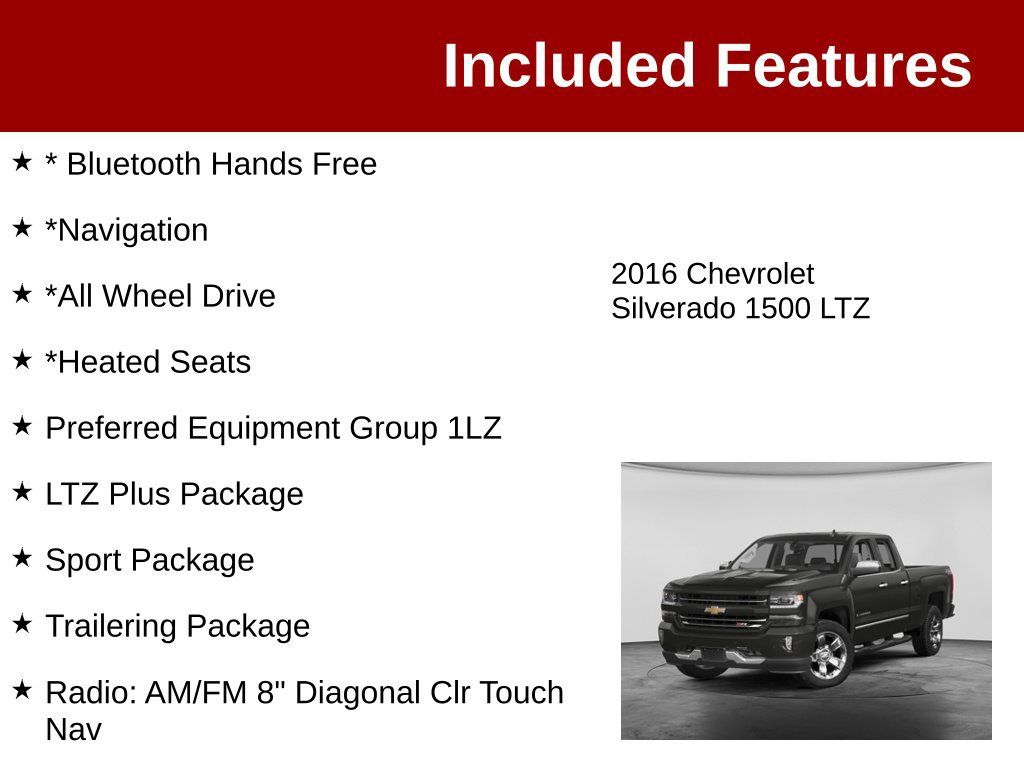 Used 2016 Chevrolet Silverado 1500 LTZ w/ Sport Package AWD/4WD image 3
