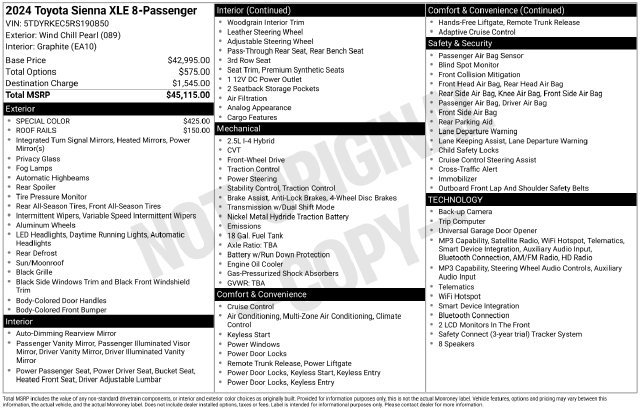 Used 2024 Toyota Sienna XLE FWD image 34
