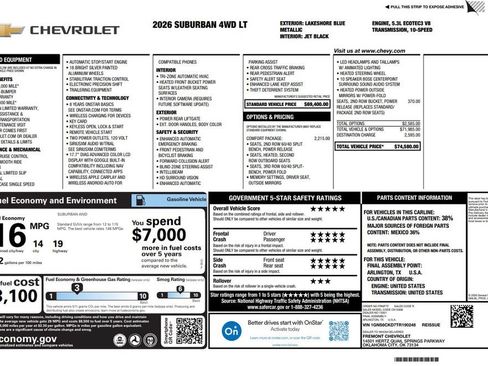 Used 2026 Chevrolet Suburban LT w/ Comfort Package AWD/4WD image 2