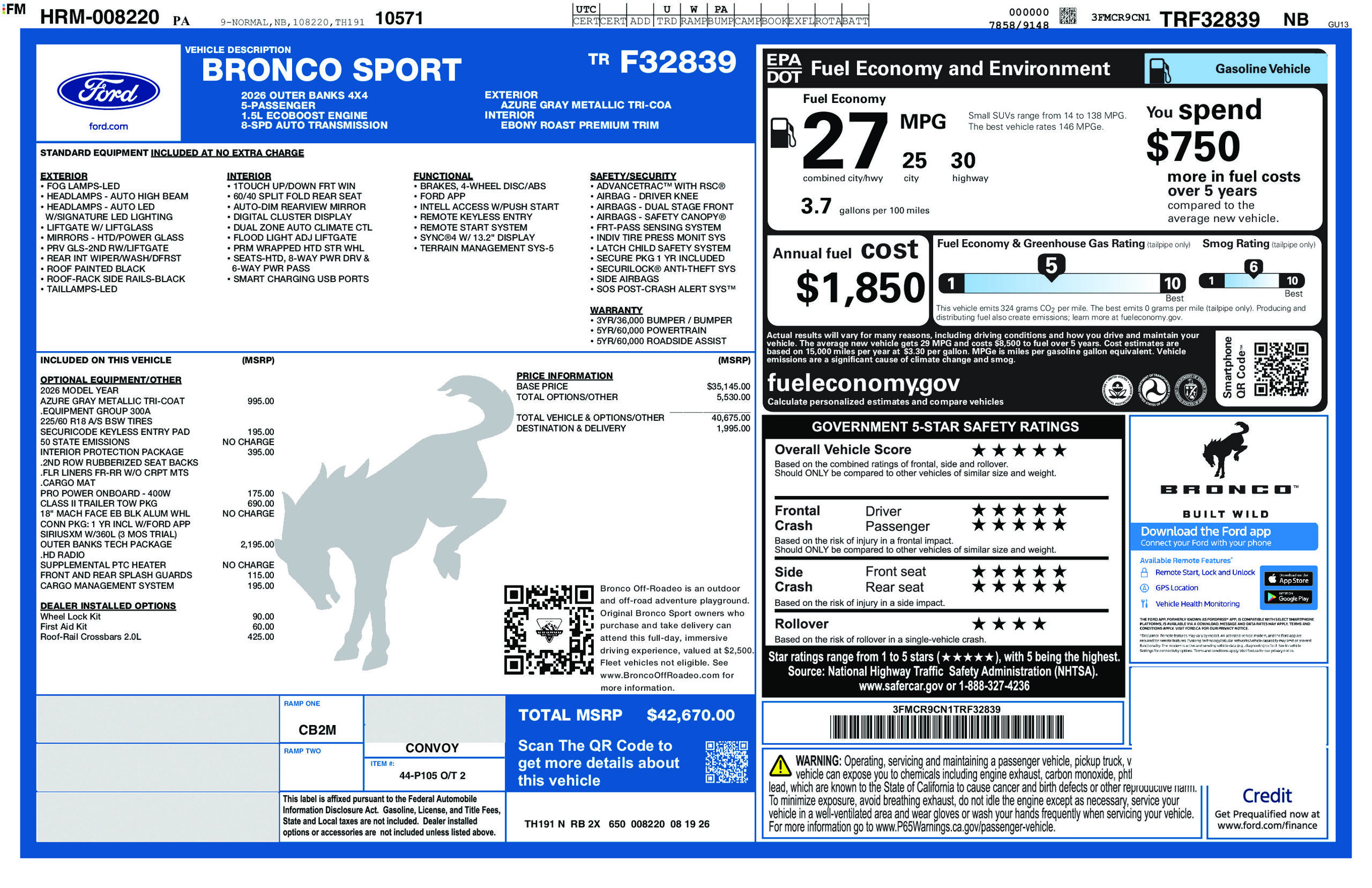 New 2026 Ford Bronco Sport Outer Banks w/ Outer Banks Tech Package+ AWD/4WD image 6