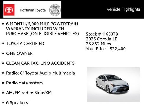 Used 2025 Toyota Corolla LE FWD image 8
