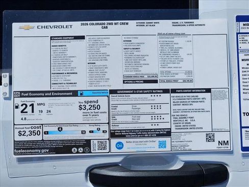 New 2026 Chevrolet Colorado W/T w/ WT Custom Package RWD image 18