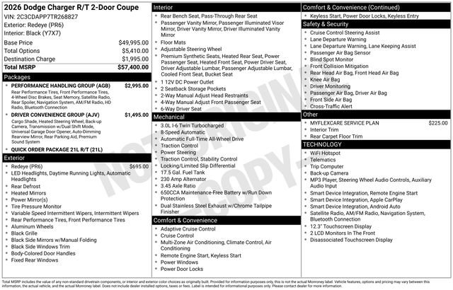 New 2026 Dodge Charger R/T w/ Performance Handling Group AWD/4WD image 42