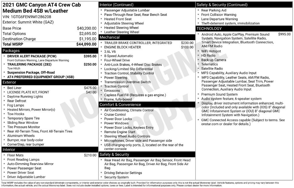 Used 2021 GMC Canyon AT4 w/ Driver Alert Package AWD/4WD image 42