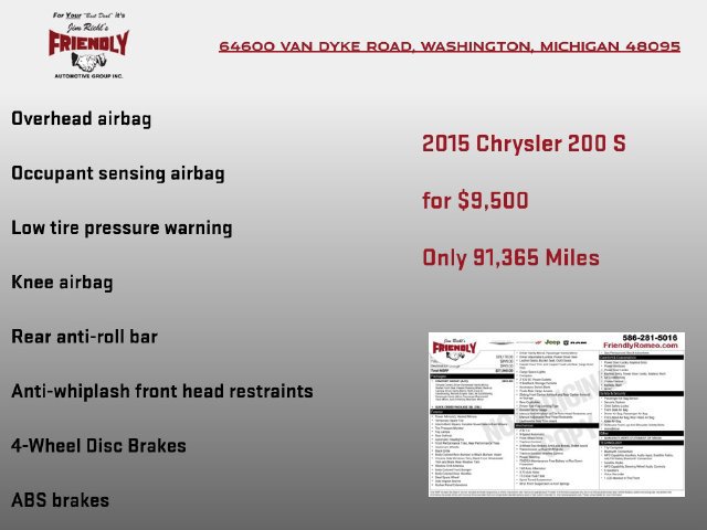 Used 2015 Chrysler 200 S w/ Comfort Group FWD image 7