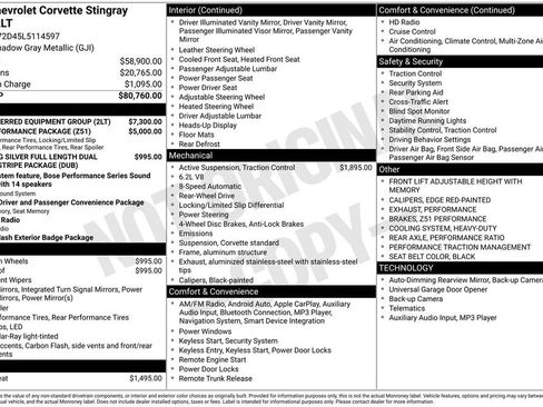 Certified 2020 Chevrolet Corvette Stingray Preferred Cpe w/ 2LT Preferred Equipment Group image 3