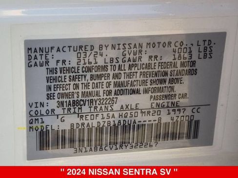 Certified 2024 Nissan Sentra SV FWD image 41