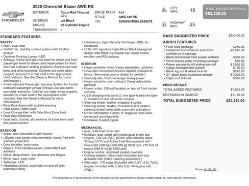 Certified 2020 Chevrolet Blazer RS AWD/4WD image 36