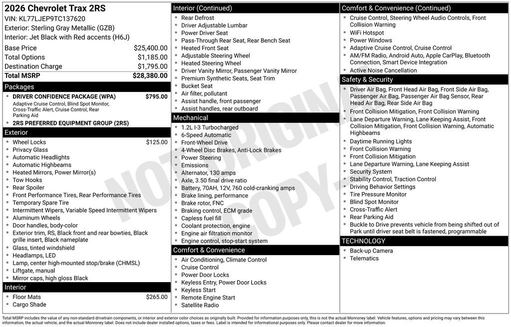 New 2026 Chevrolet Trax RS w/ Driver Confidence Package FWD image 33