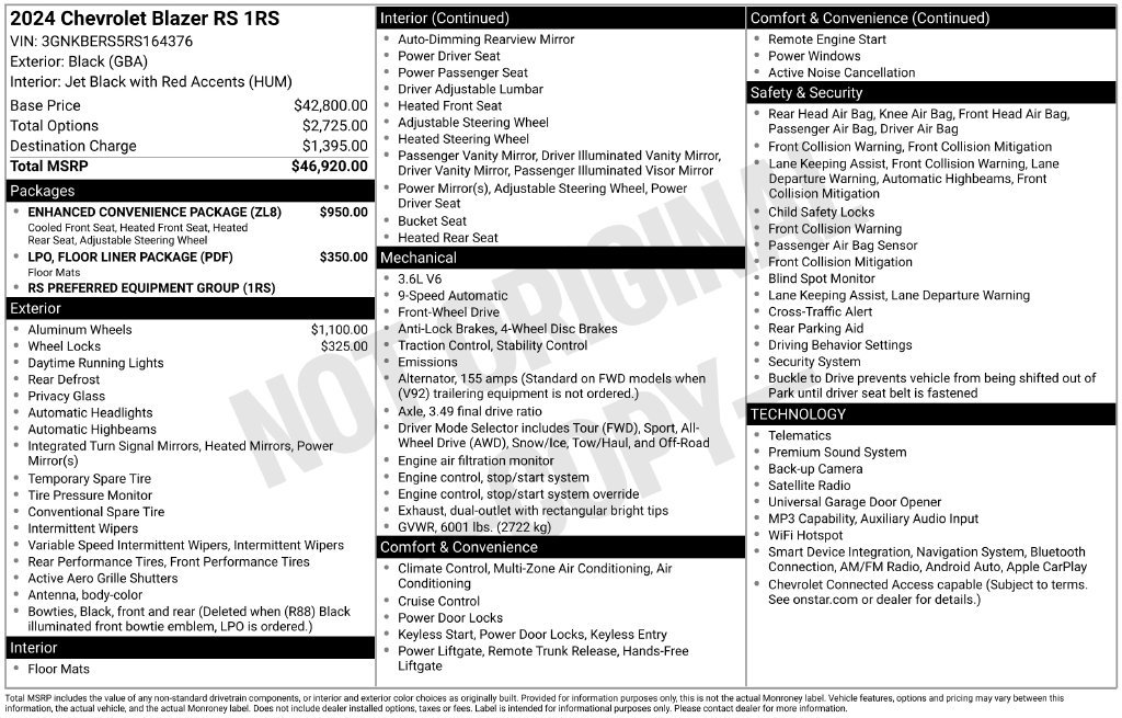 Used 2024 Chevrolet Blazer RS w/ Enhanced Convenience Package FWD image 7