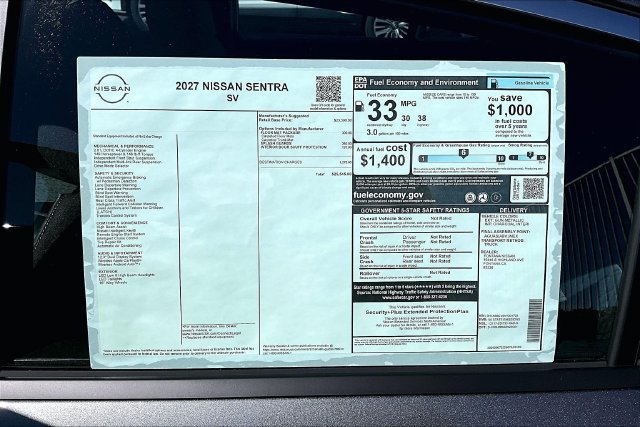 New 2027 Nissan Sentra SV w/ Floor Mat Package FWD image 12