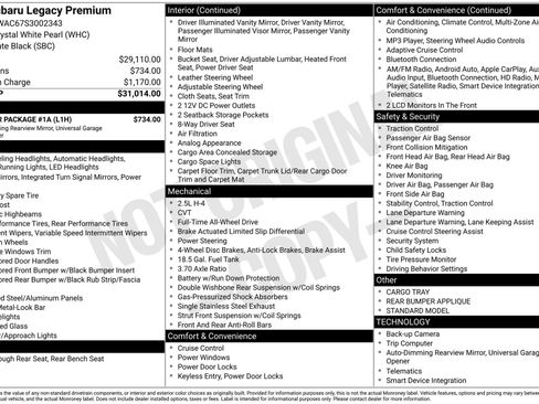 Used 2025 Subaru Legacy Premium w/ Popular Package #1A image 5