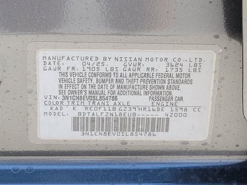 New 2025 Nissan Versa SV w/ Trunk Package image 11