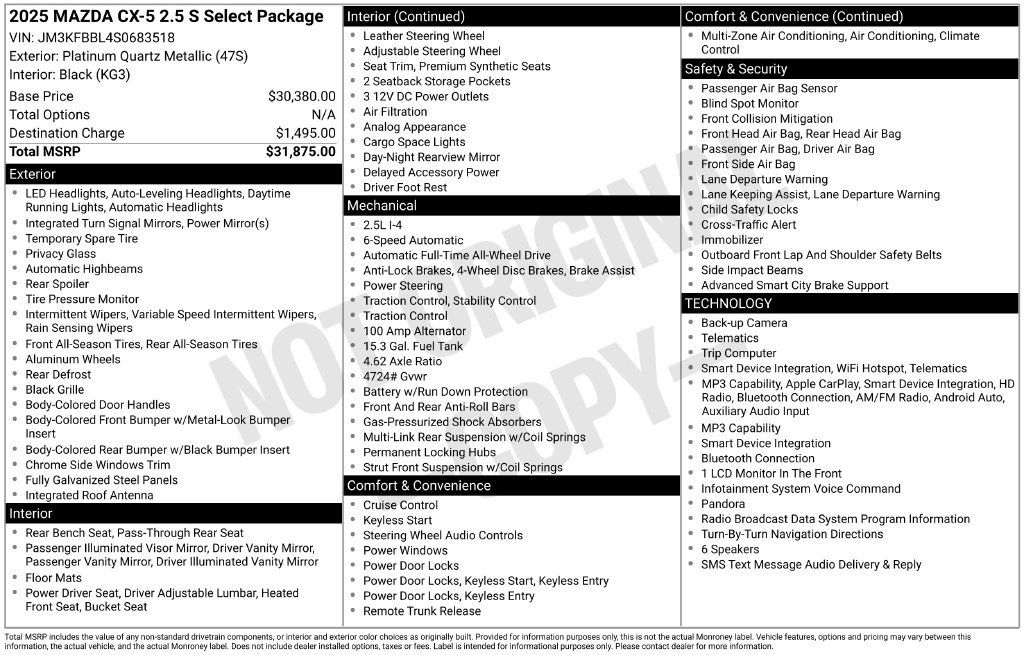 Used 2025 MAZDA CX-5 AWD 2.5 S w/ Select Package image 5