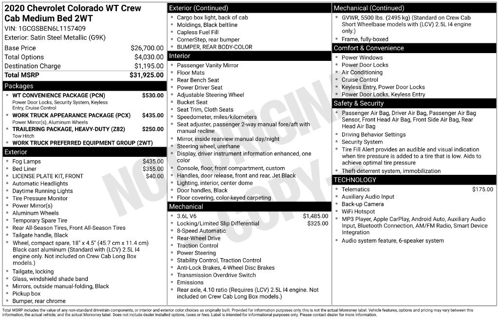 Used 2020 Chevrolet Colorado W/T w/ WT Convenience Package RWD image 28