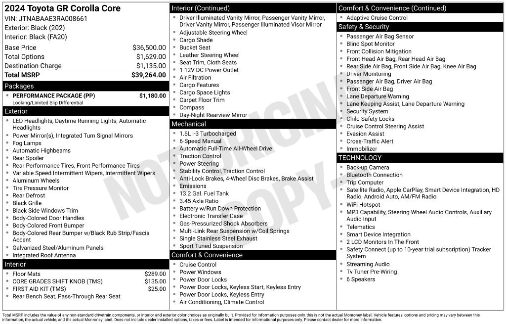 Used 2024 Toyota Corolla GR w/ Performance Package AWD/4WD image 31