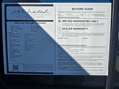 Used 2022 Jeep Wrangler Unlimited Sport image 18