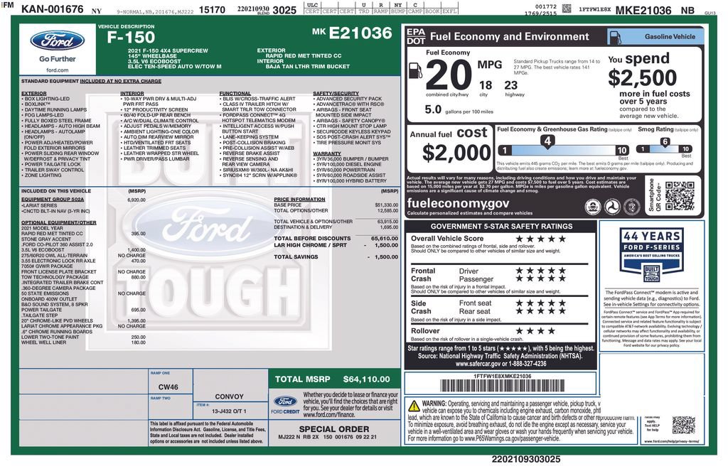 Used 2021 Ford F150 Lariat w/ Equipment Group 502A High AWD/4WD image 32