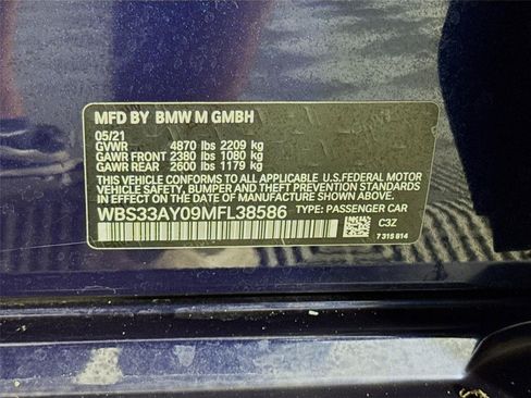 Used 2021 BMW M3 Competition w/ Executive Package RWD image 33