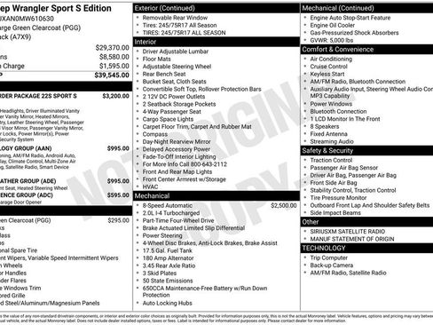 Certified 2021 Jeep Wrangler Sport S image 45